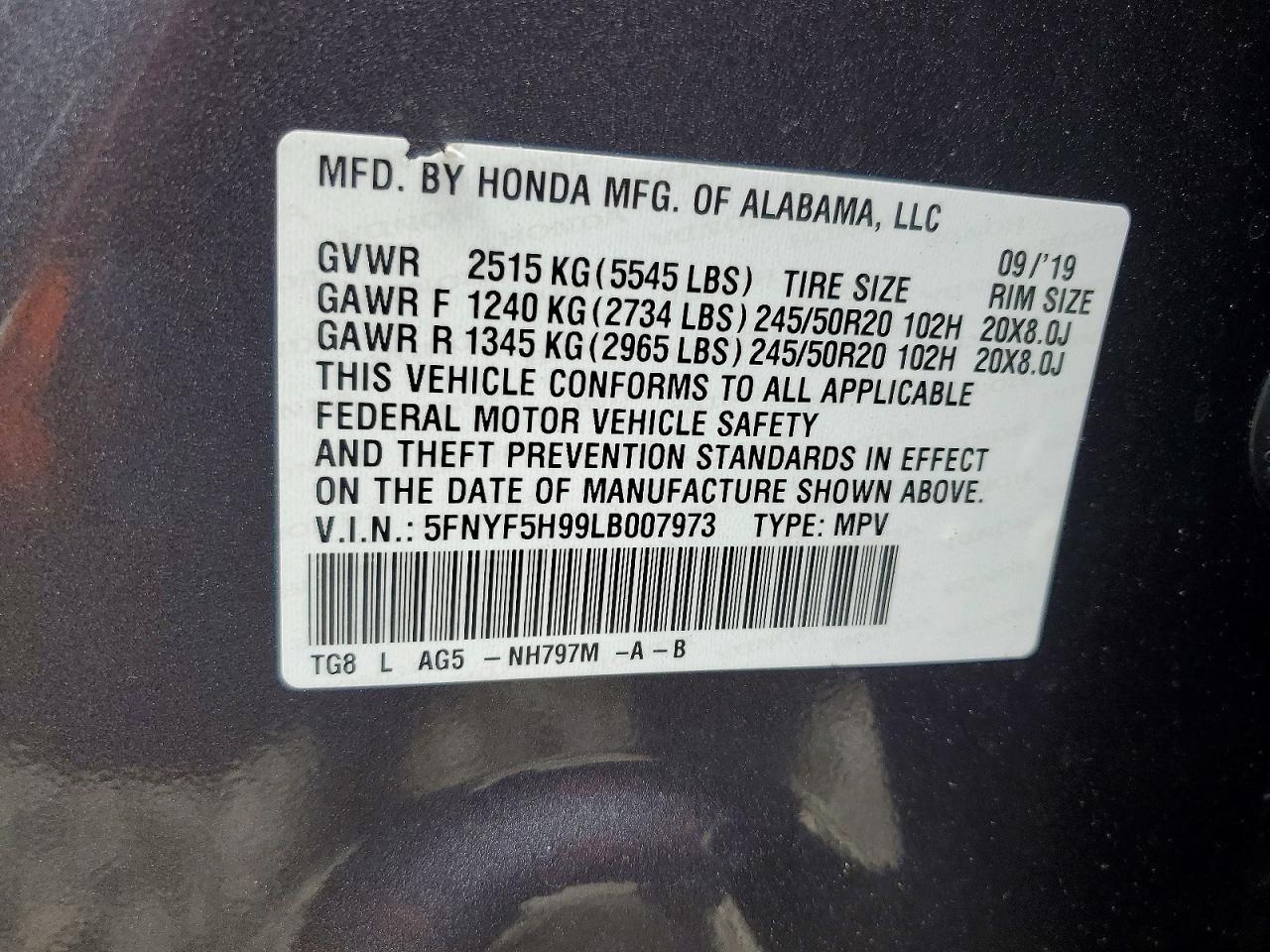 HONDA PILOT 2020 — 14
