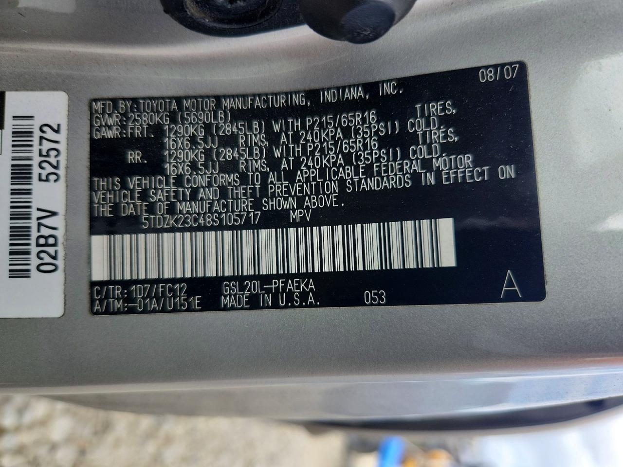 TOYOTA SIENNA 2008 — 14