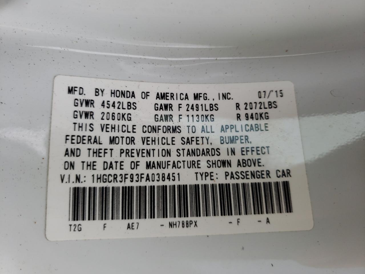 HONDA ACCORD 2015 — 11