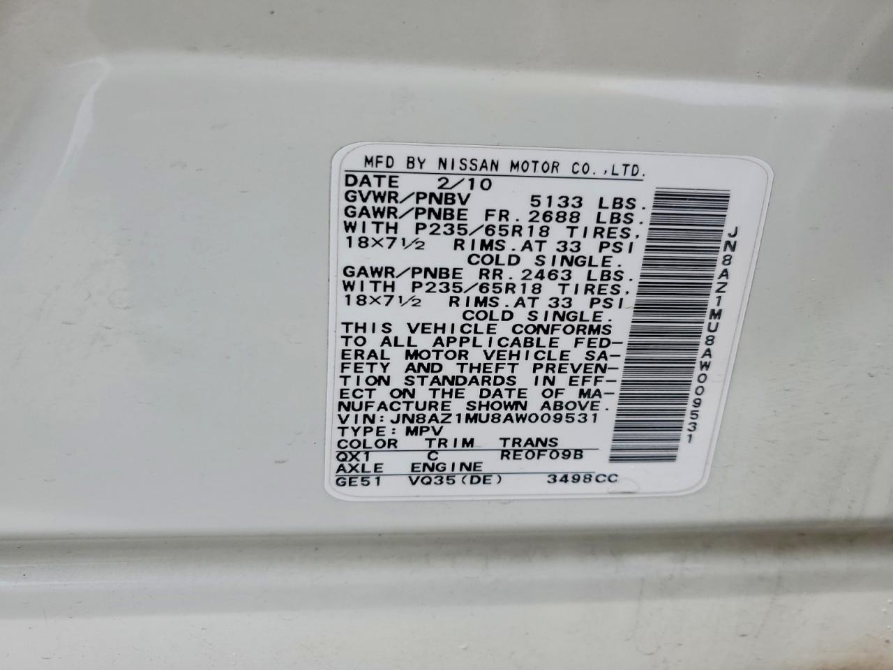 NISSAN MURANO 2010 — 14