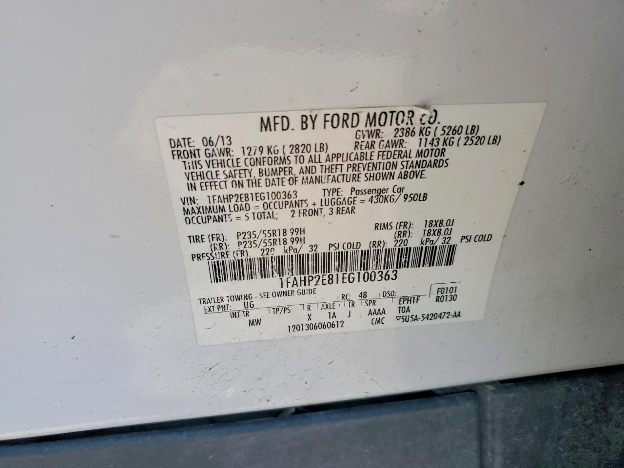 FORD TAURUS 2014 — 13