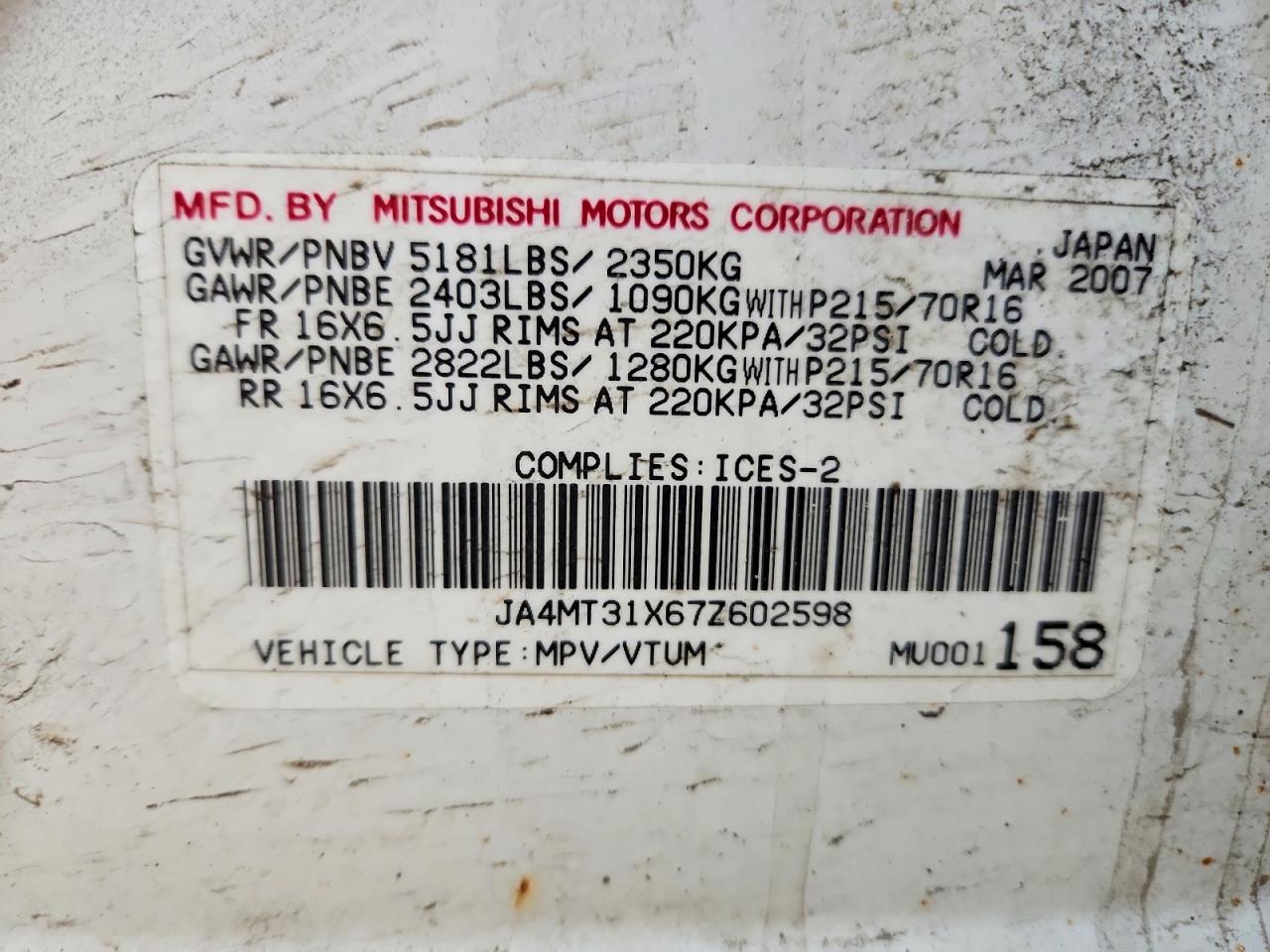 MITSUBISHI OUTLANDER 2007 — 14