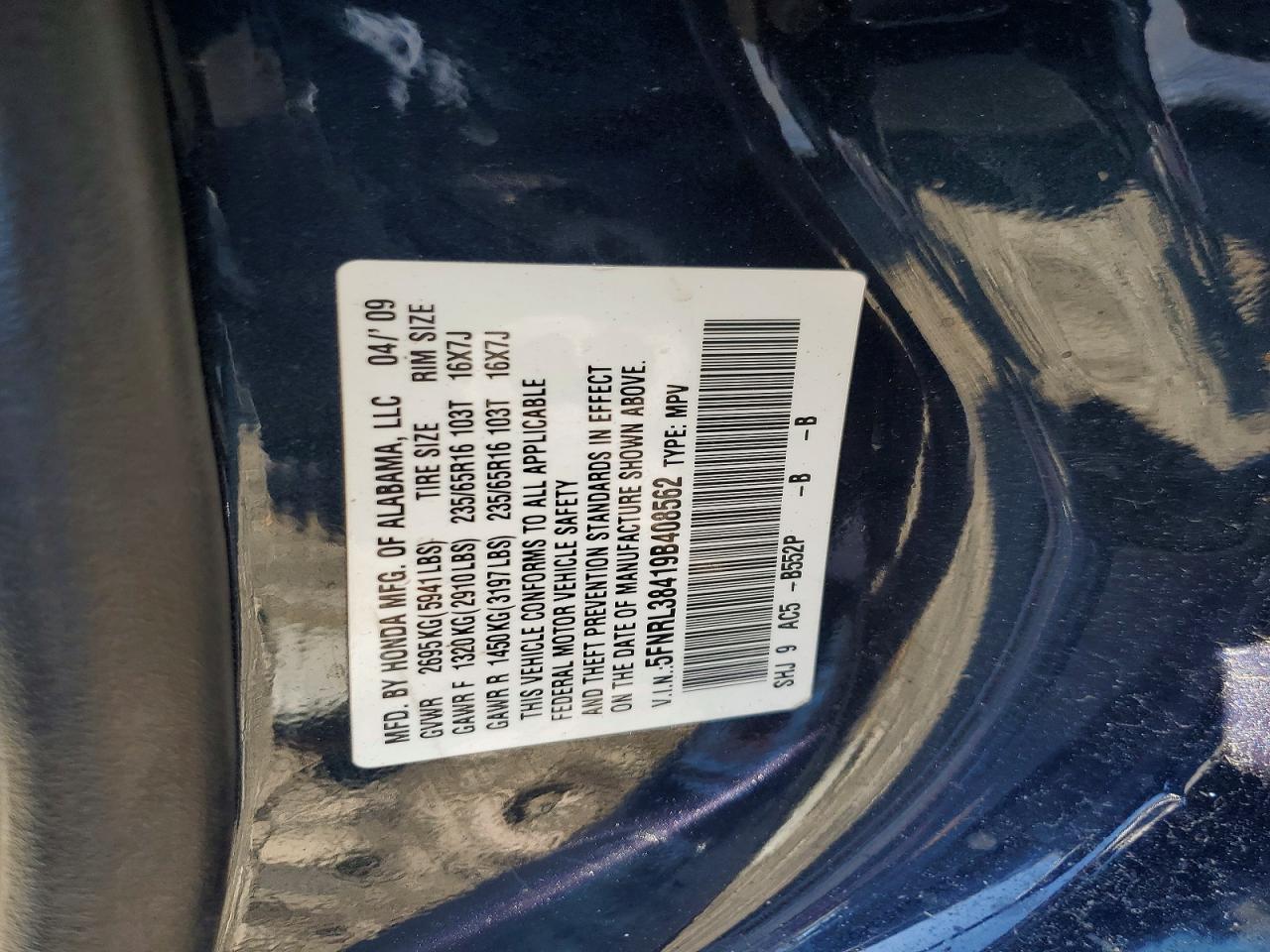 HONDA ODYSSEY 2009 — 14