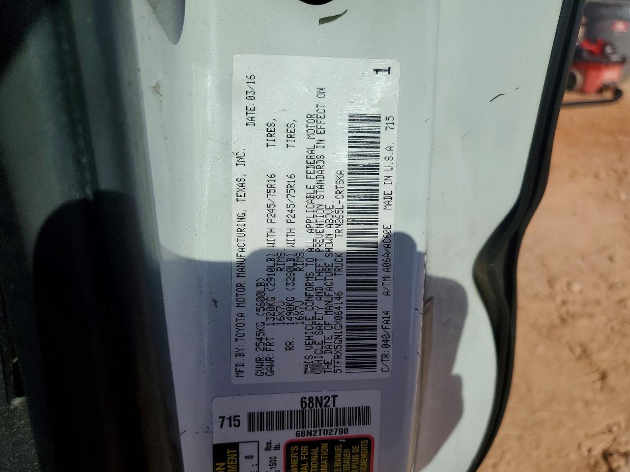 TOYOTA TACOMA 2016 — 13