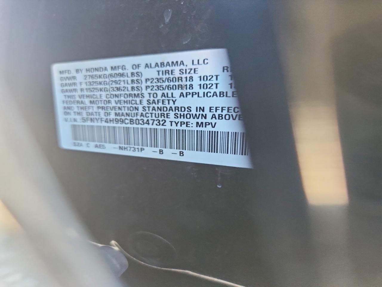 HONDA PILOT 2012 — 15