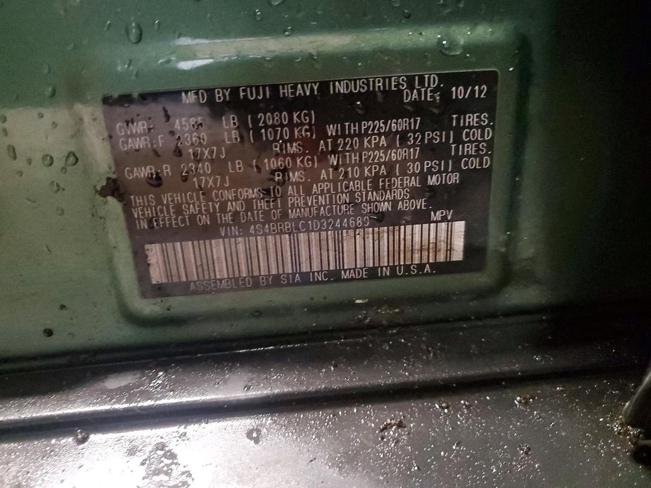 SUBARU OUTBACK 2013 — 14