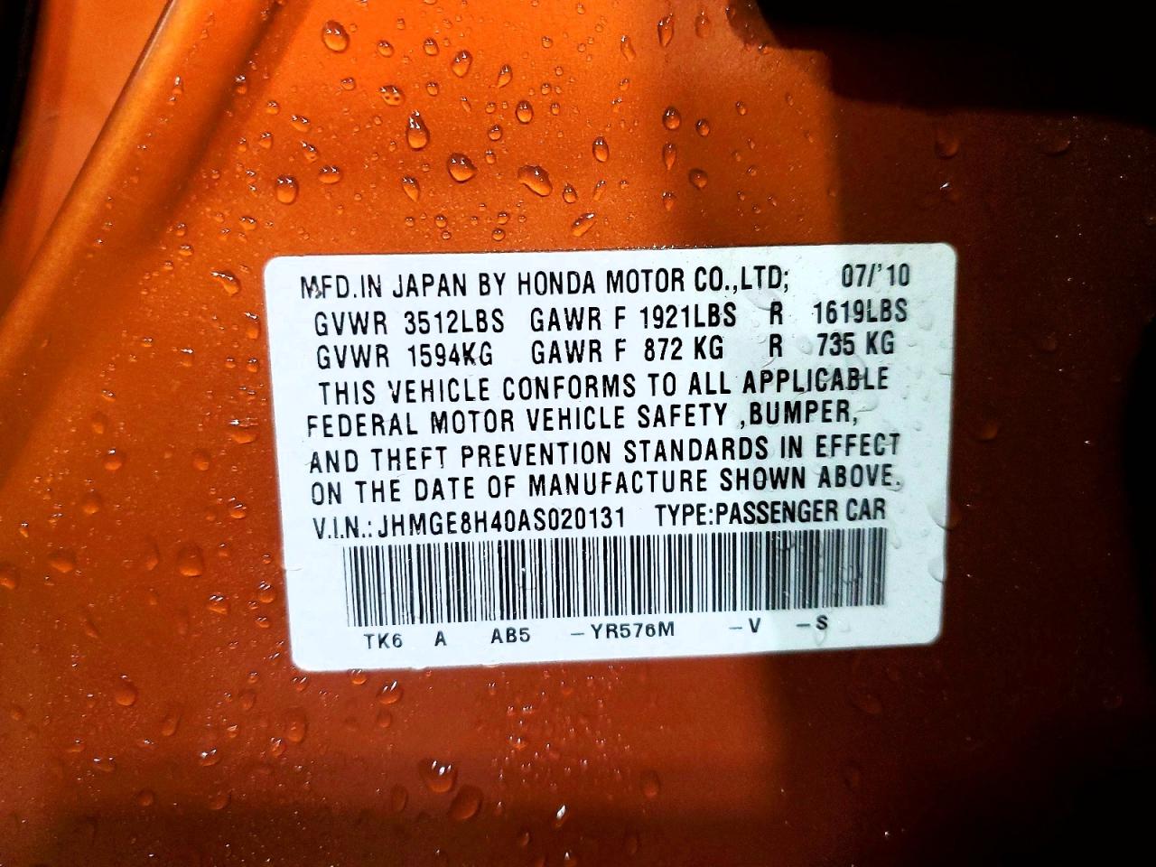 HONDA FIT 2010 — 15
