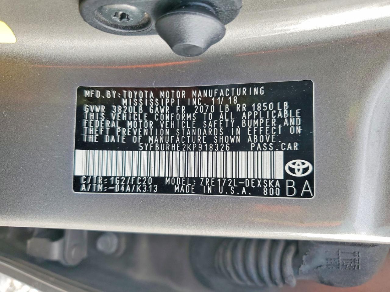 TOYOTA COROLLA 2019 — 13