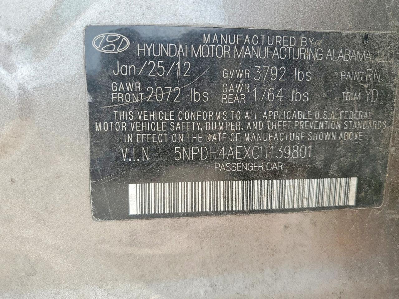 HYUNDAI ELANTRA 2012 — 13