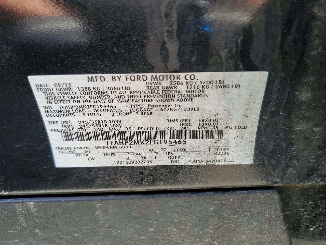 FORD TAURUS 2015 — 13