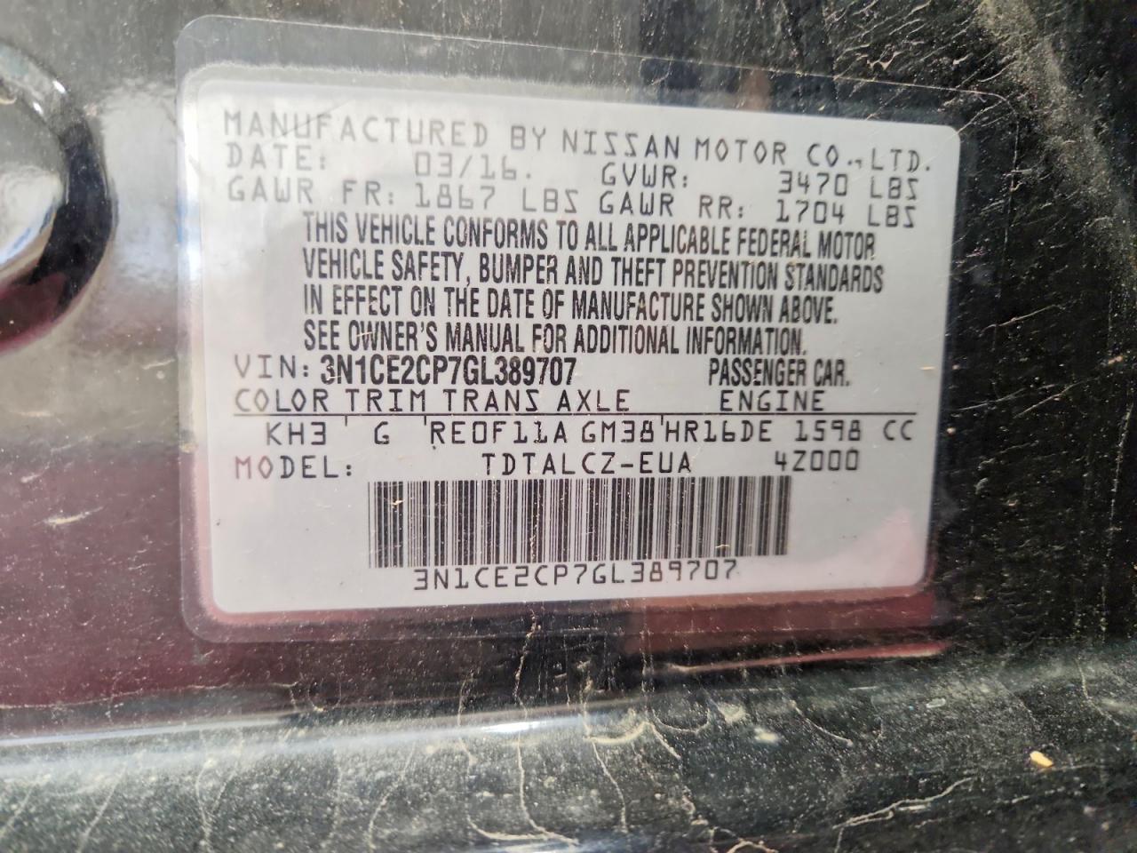 NISSAN VERSA NOTE 2016 — 13