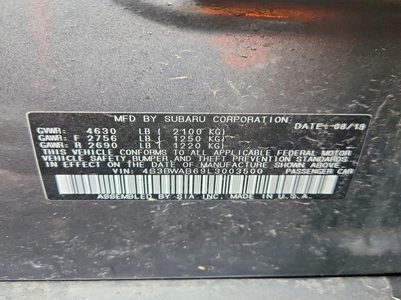 SUBARU LEGACY 2020 — 13