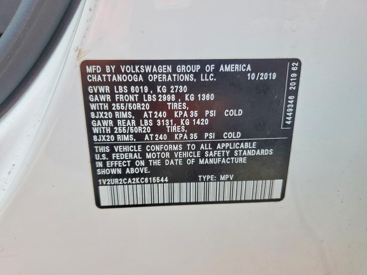 VOLKSWAGEN ATLAS 2019 — 15