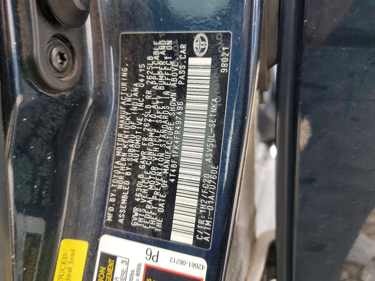 TOYOTA CAMRY 2015 — 14
