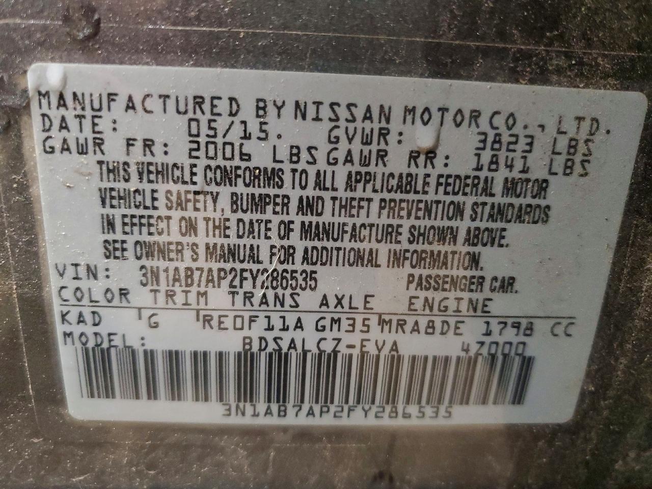 NISSAN SENTRA 2015 — 14