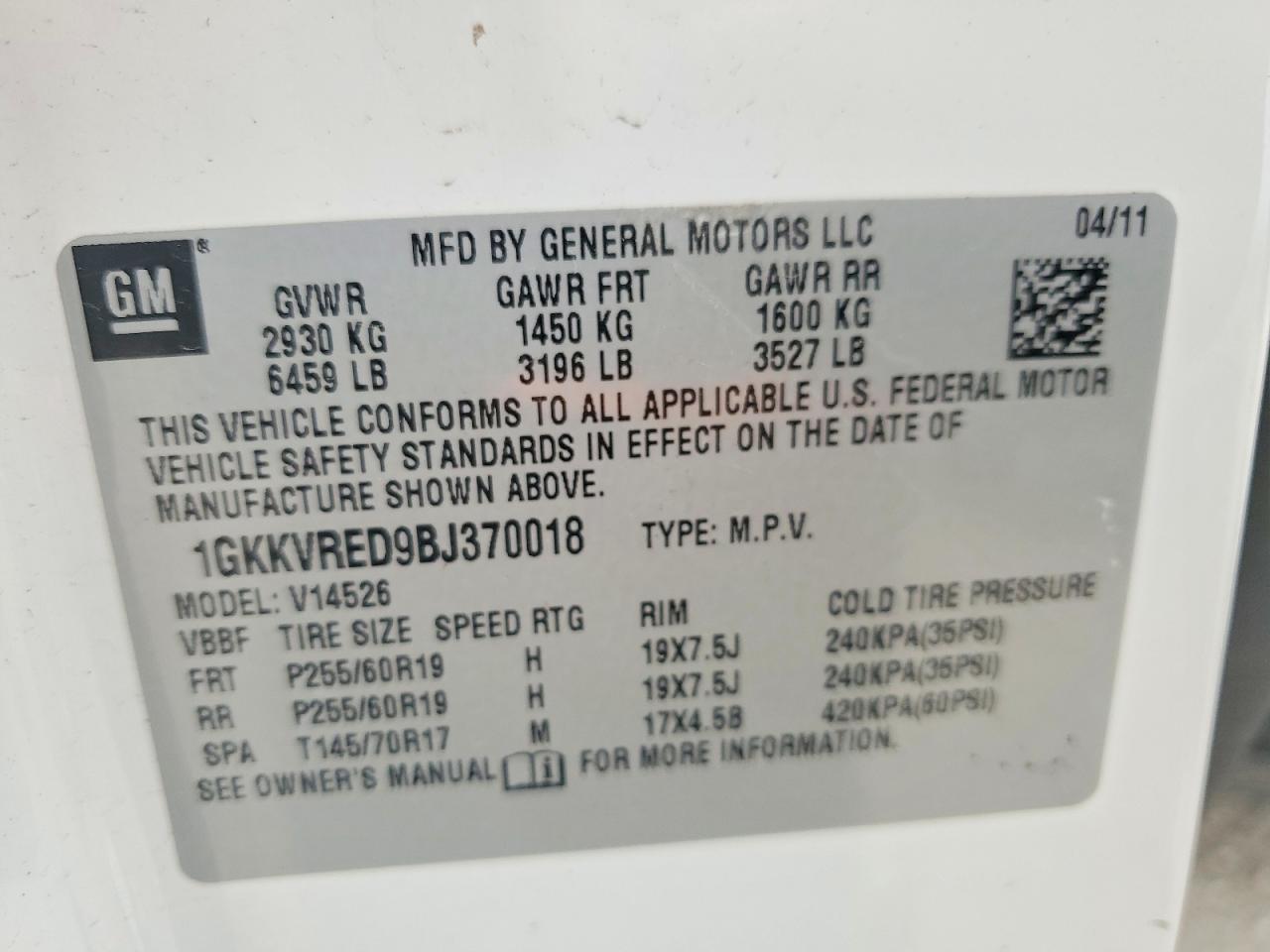 GMC ACADIA 2011 — 14