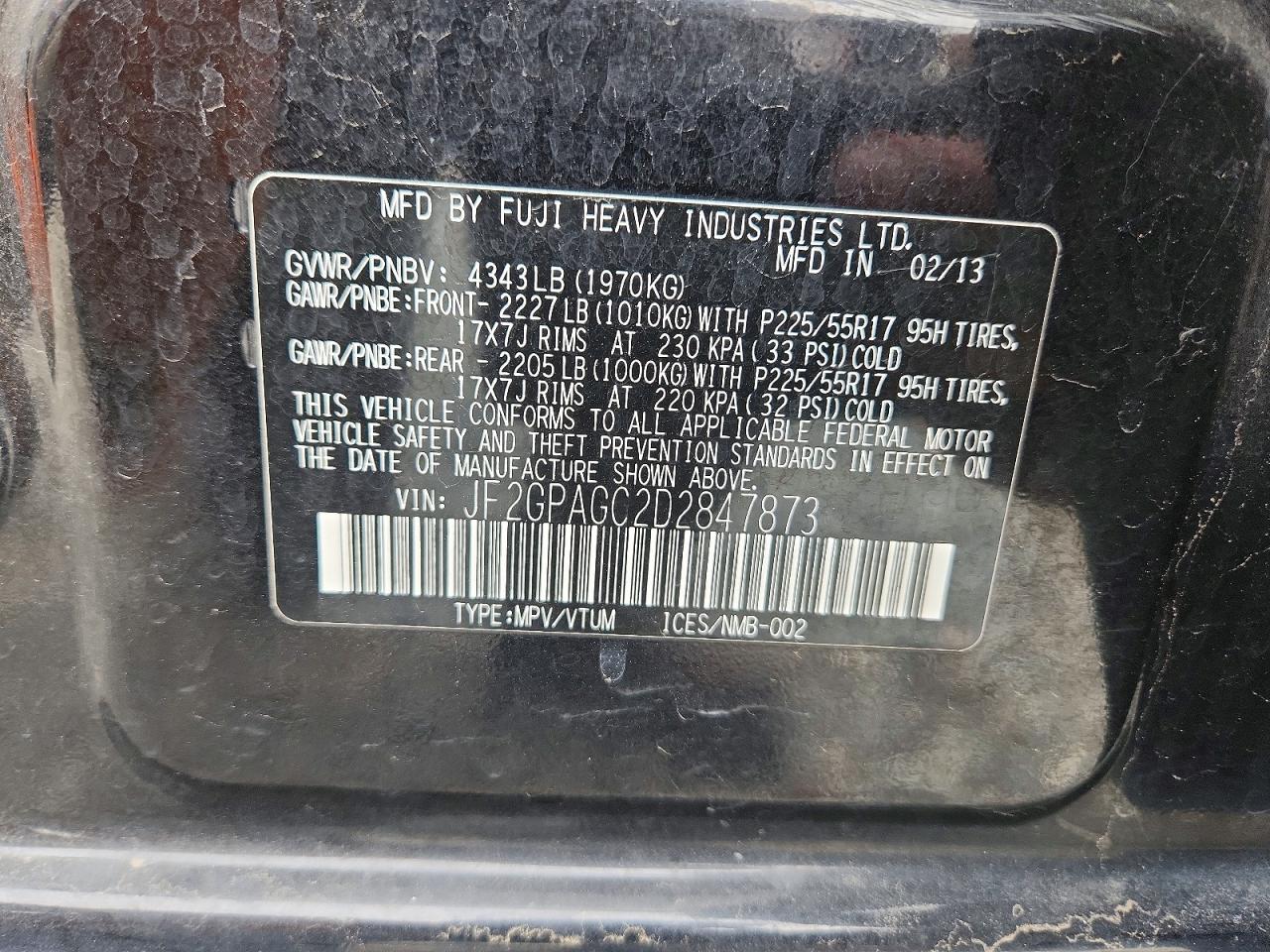 SUBARU XV CROSSTREK 2013 — 15