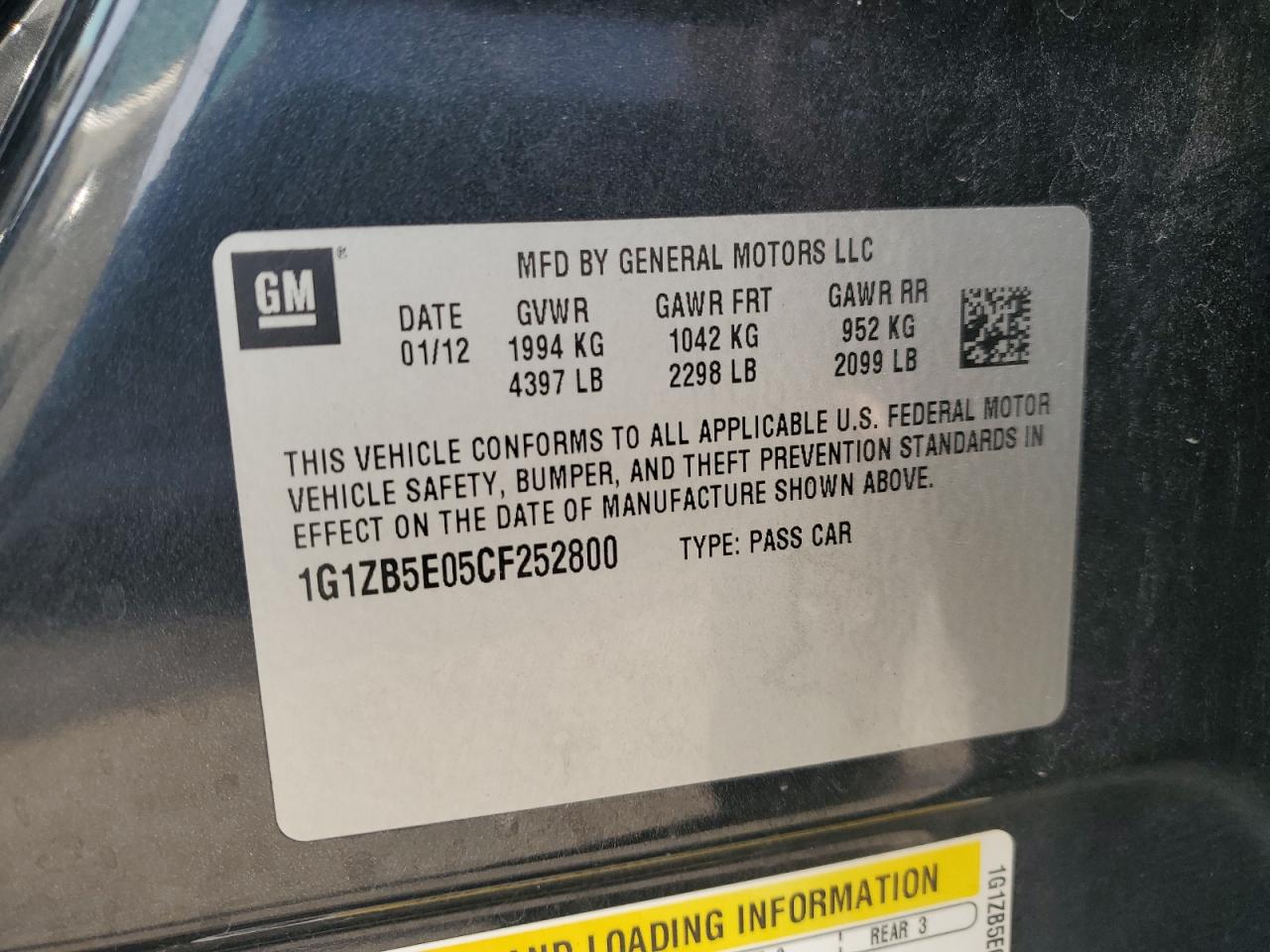 CHEVROLET MALIBU LS 2012 — 13