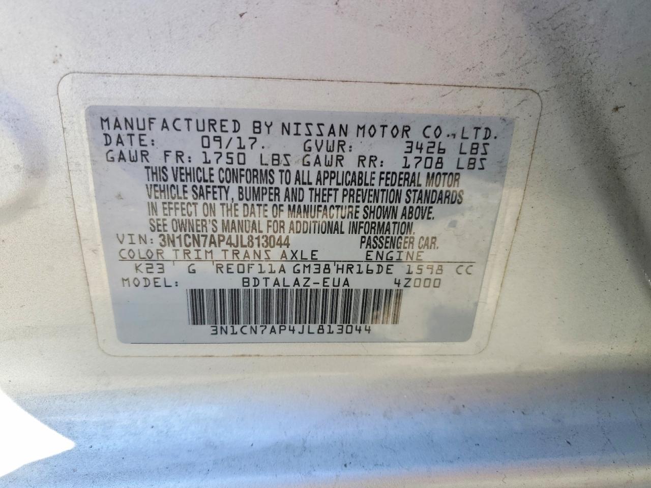 NISSAN VERSA 2018 — 14