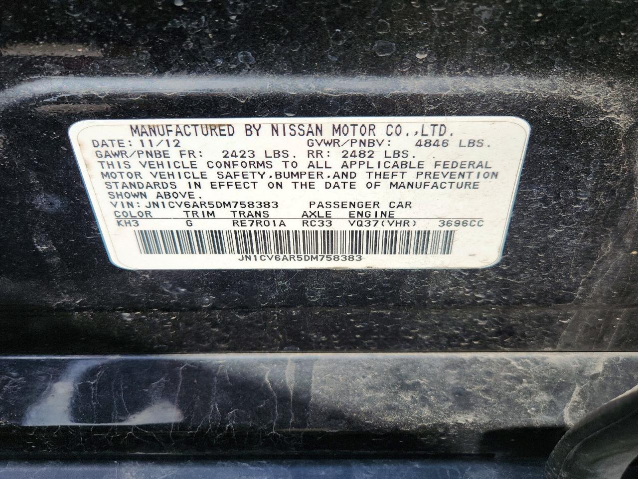 INFINITI G37 SEDAN 2013 — 13