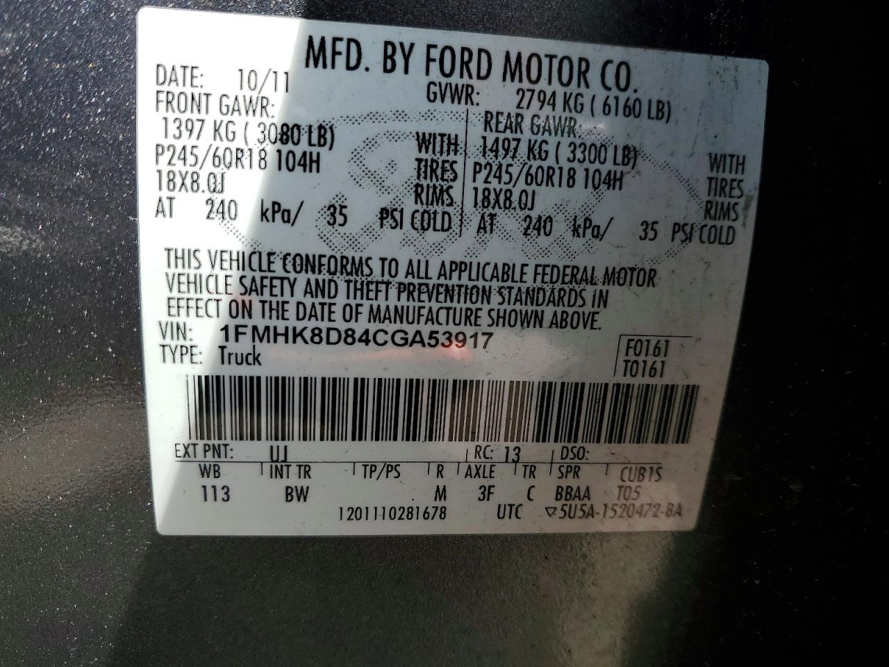 FORD EXPLORER 2012 — 14