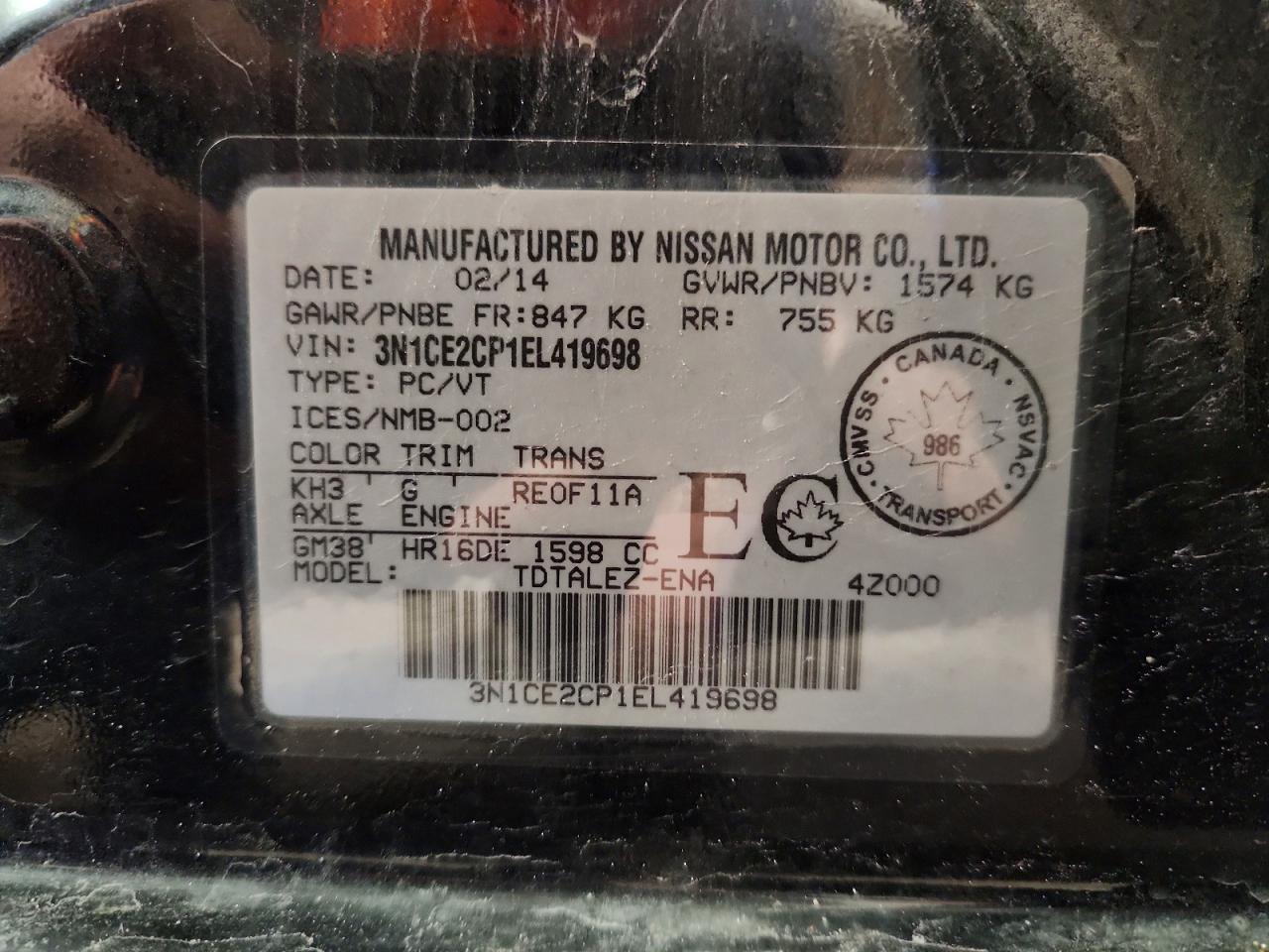 NISSAN VERSA NOTE 2014 — 13