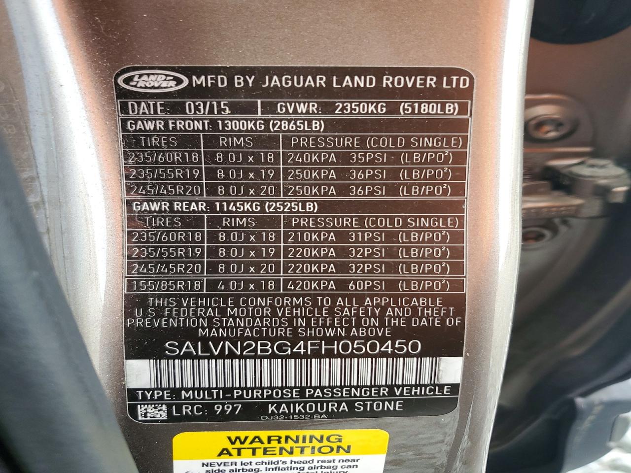 LAND ROVER RANGE ROVER EVOQUE 2015 — 13