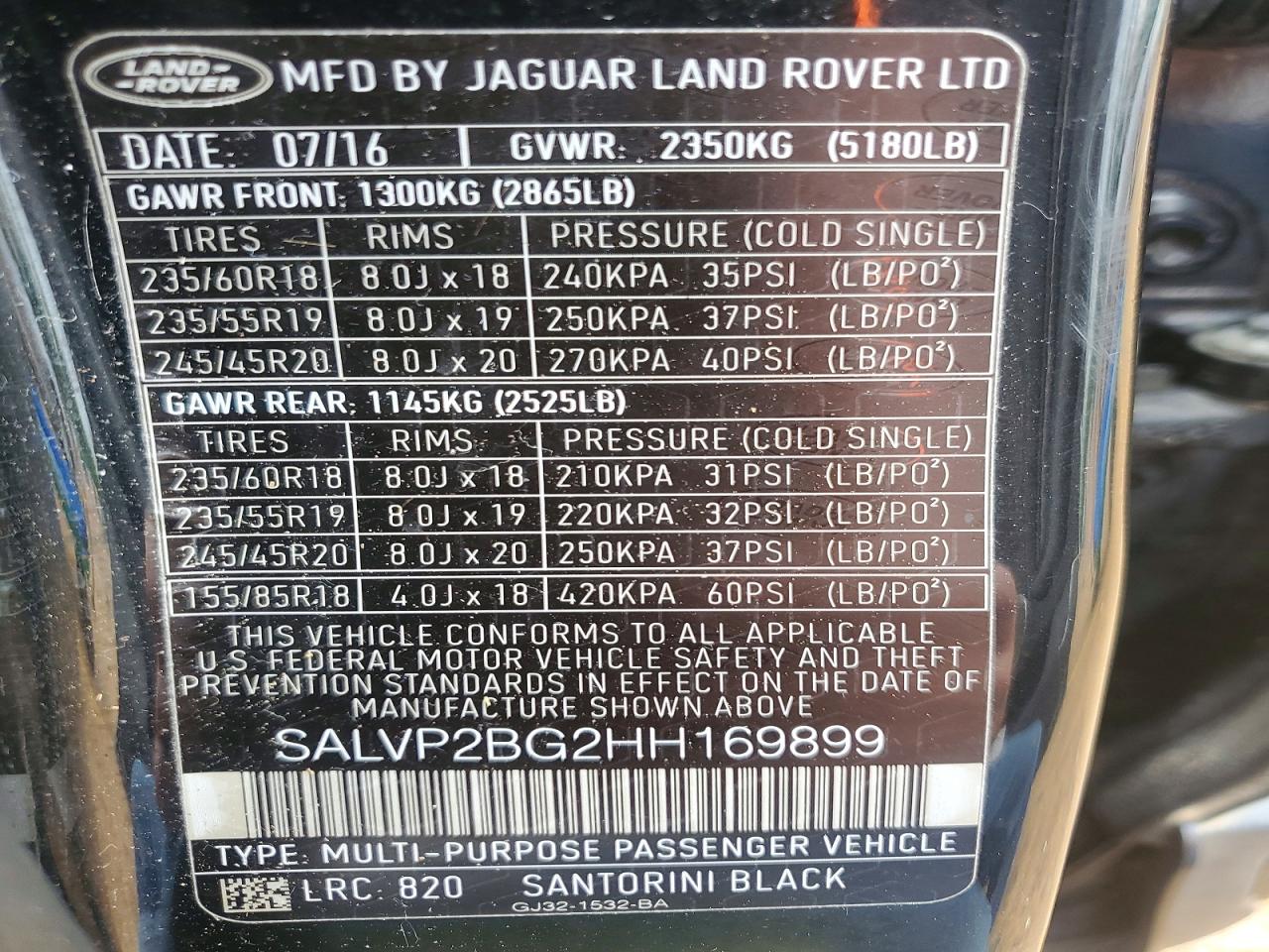 LAND ROVER RANGE ROVER EVOQUE 2017 — 14