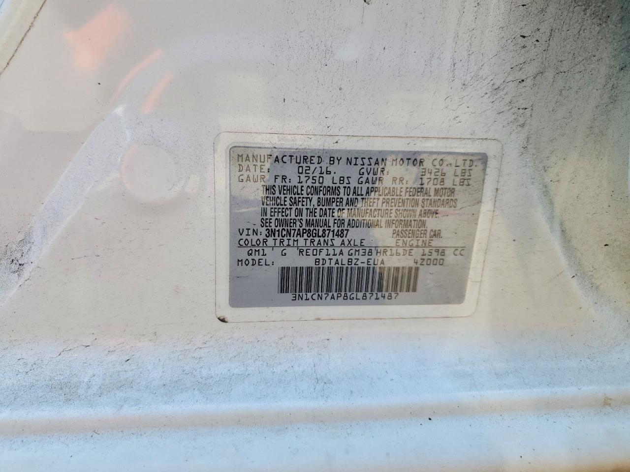 NISSAN VERSA 2016 — 13