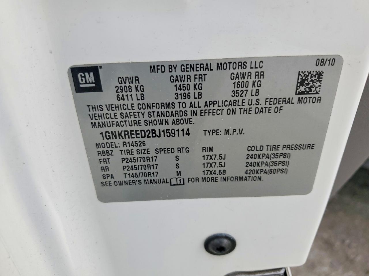 CHEVROLET TRAVERSE 2011 — 13