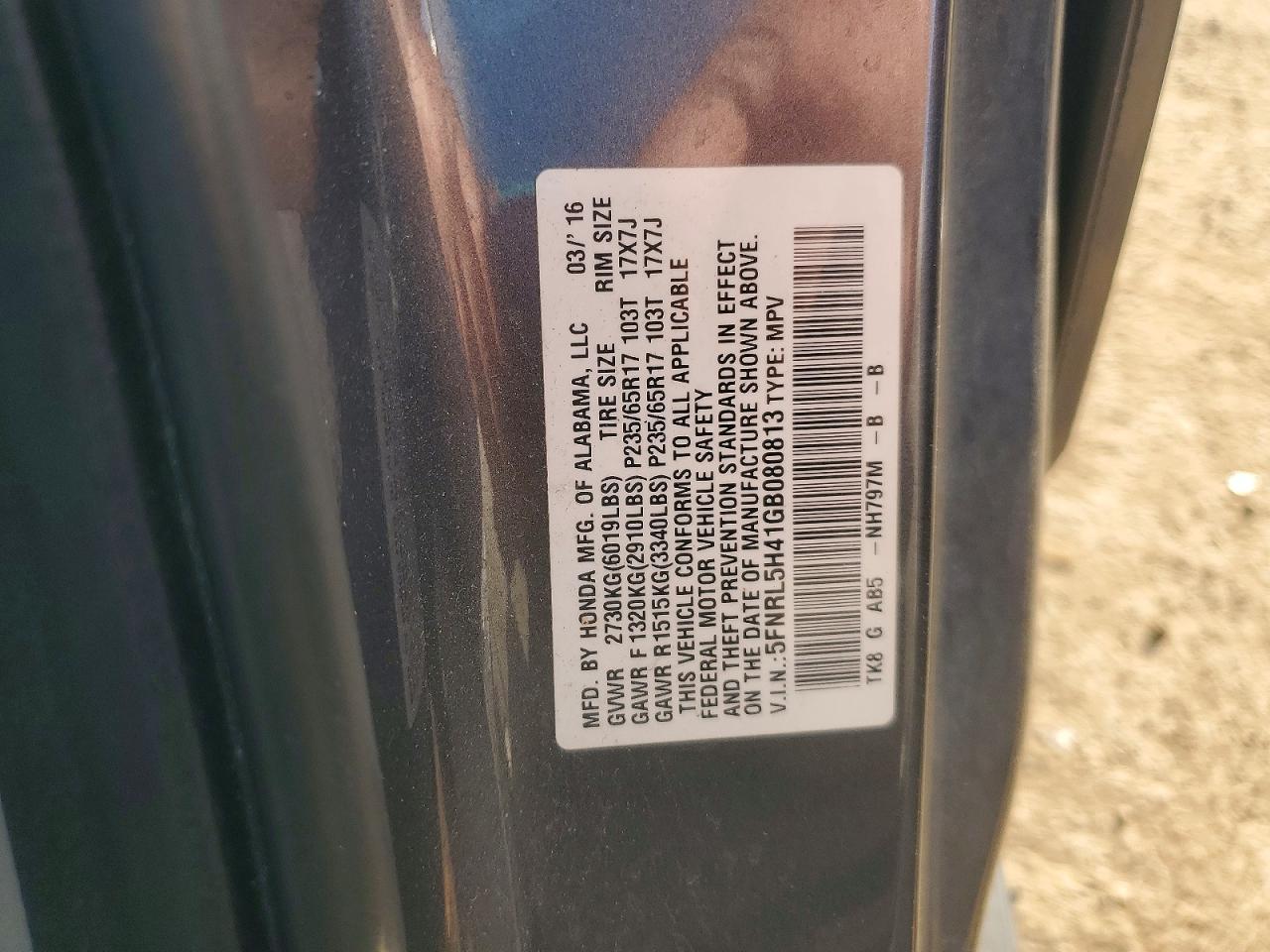 HONDA ODYSSEY 2016 — 14