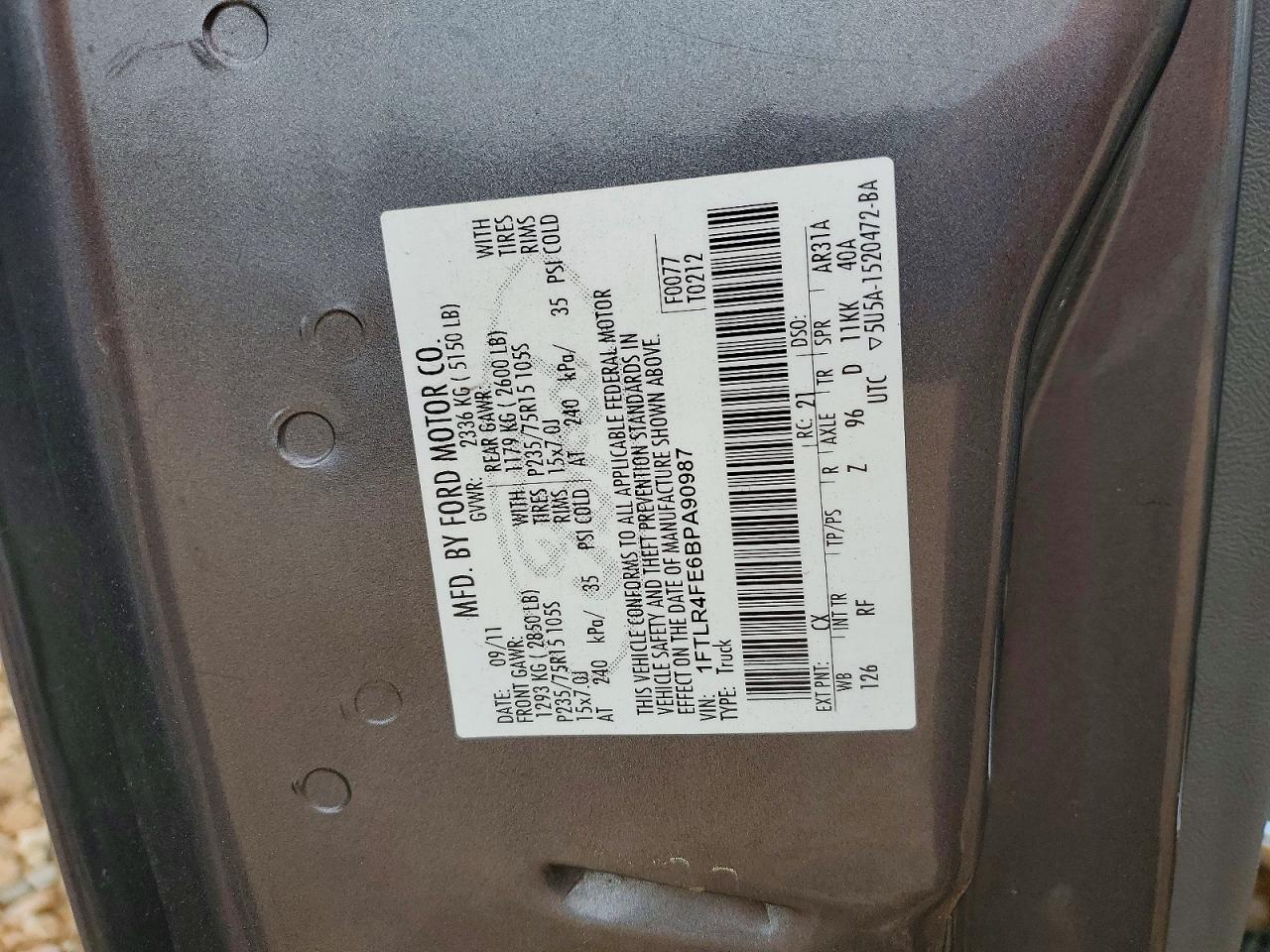 FORD RANGER 2011 — 13