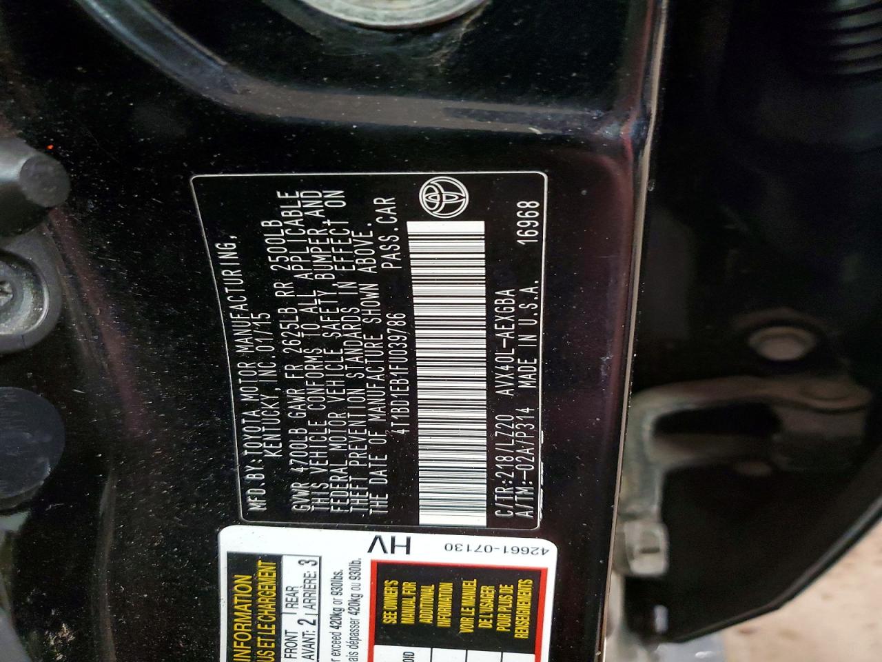 TOYOTA AVALON 2015 — 13