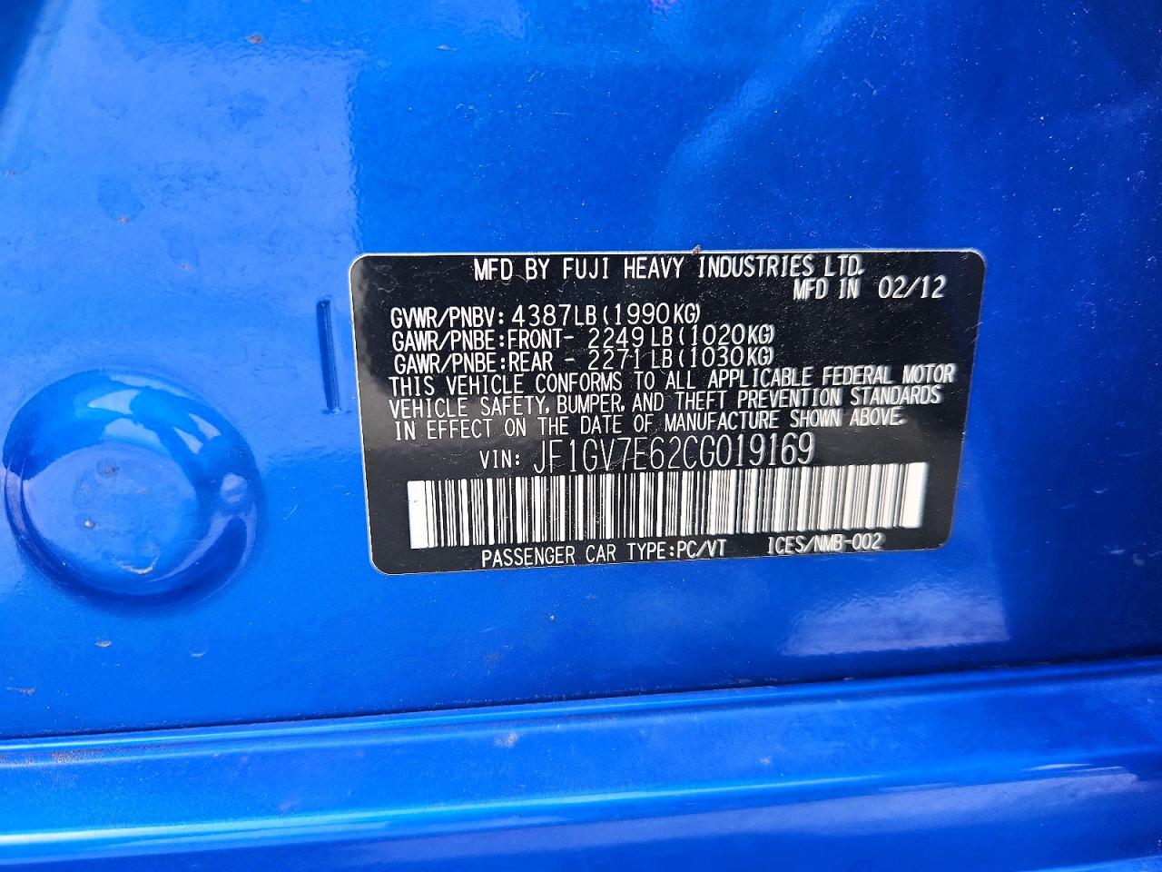 SUBARU IMPREZA 2012 — 14