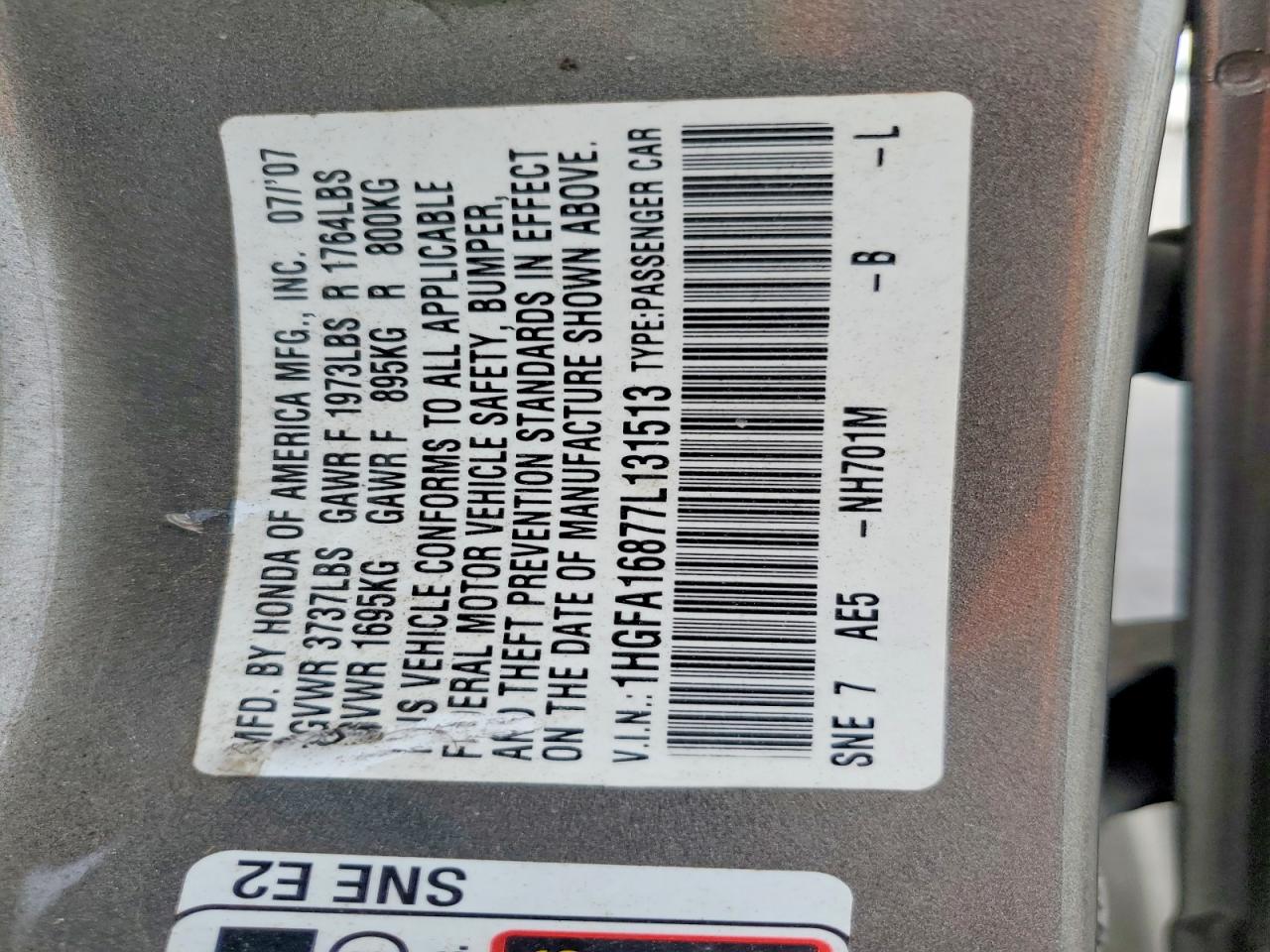 HONDA CIVIC 2007 — 13