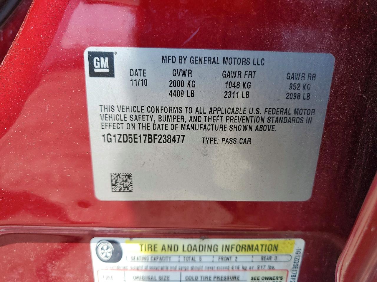 CHEVROLET MALIBU 2011 — 13