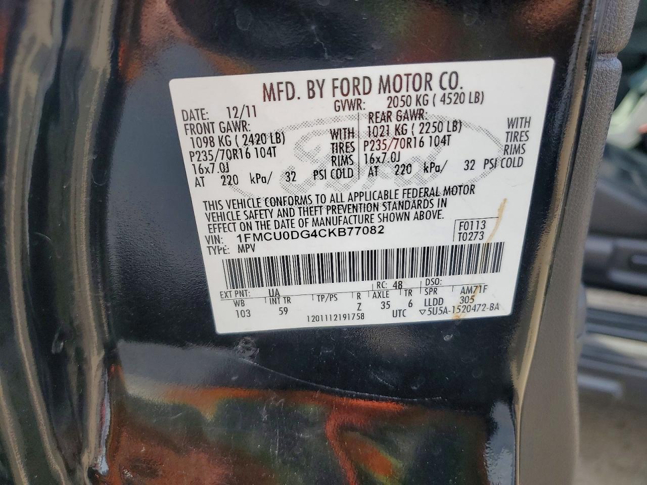 FORD ESCAPE 2012 — 14