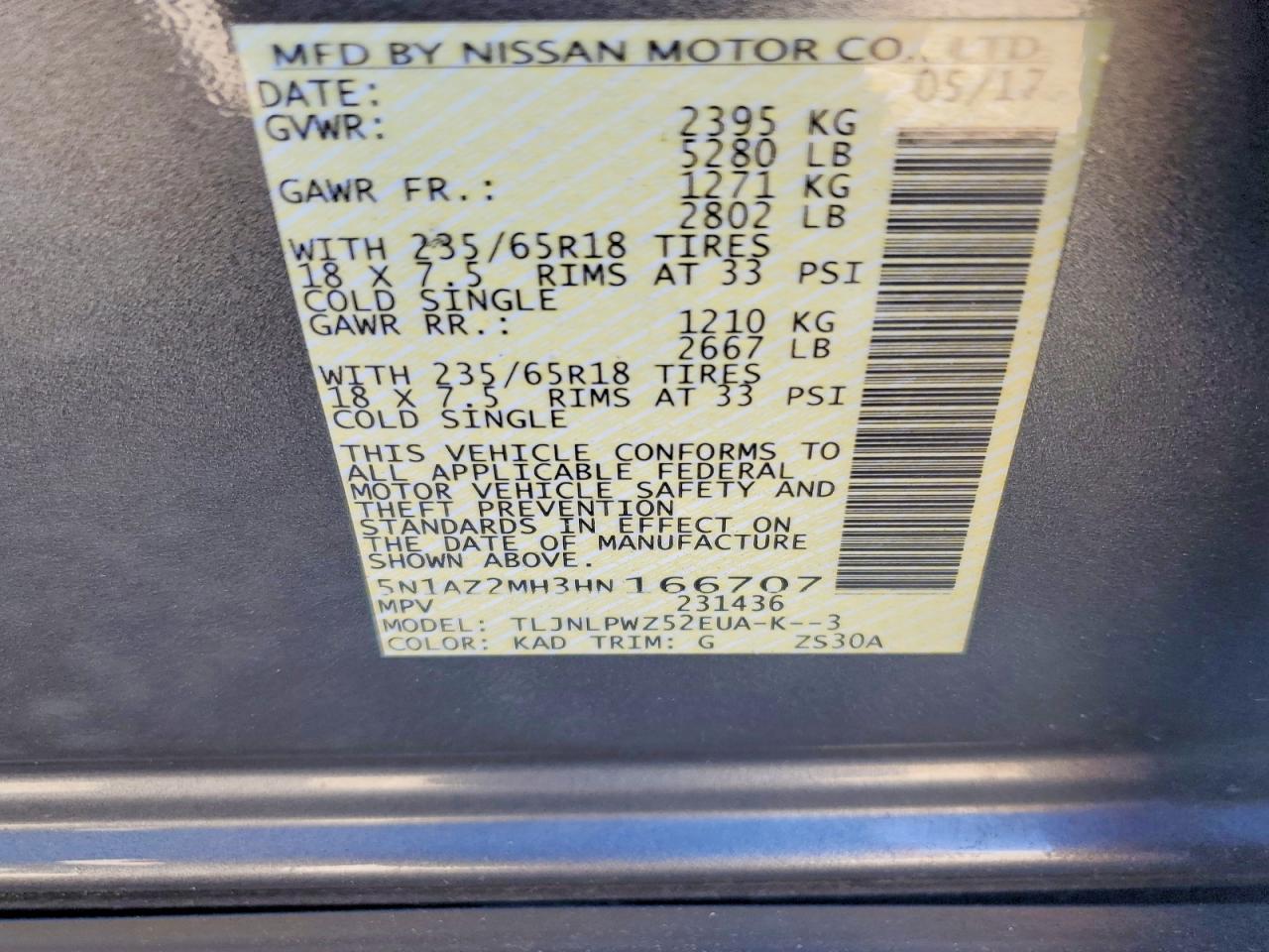 NISSAN MURANO 2017 — 15