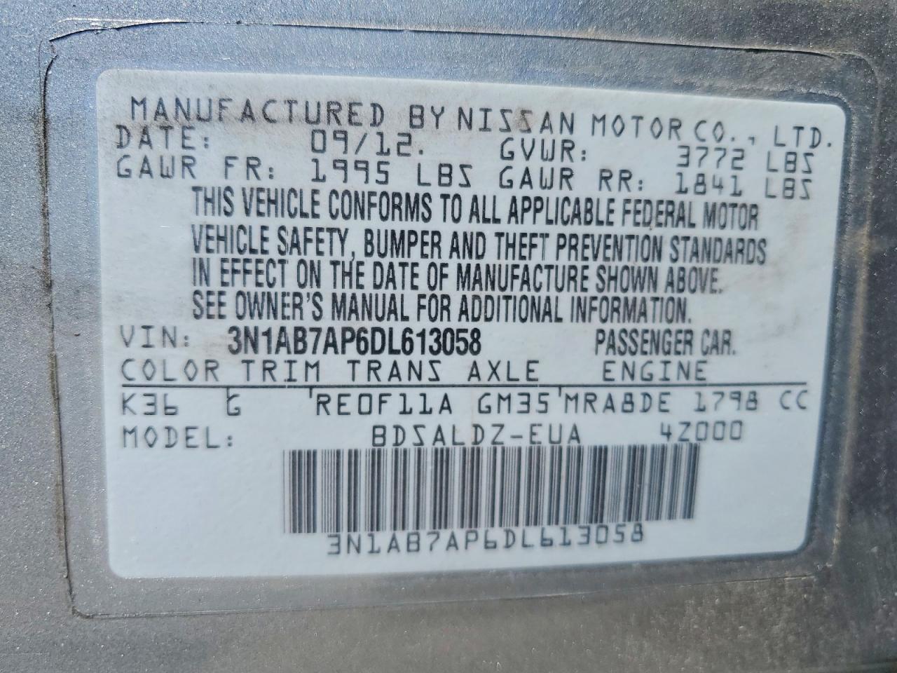 NISSAN SENTRA 2013 — 13