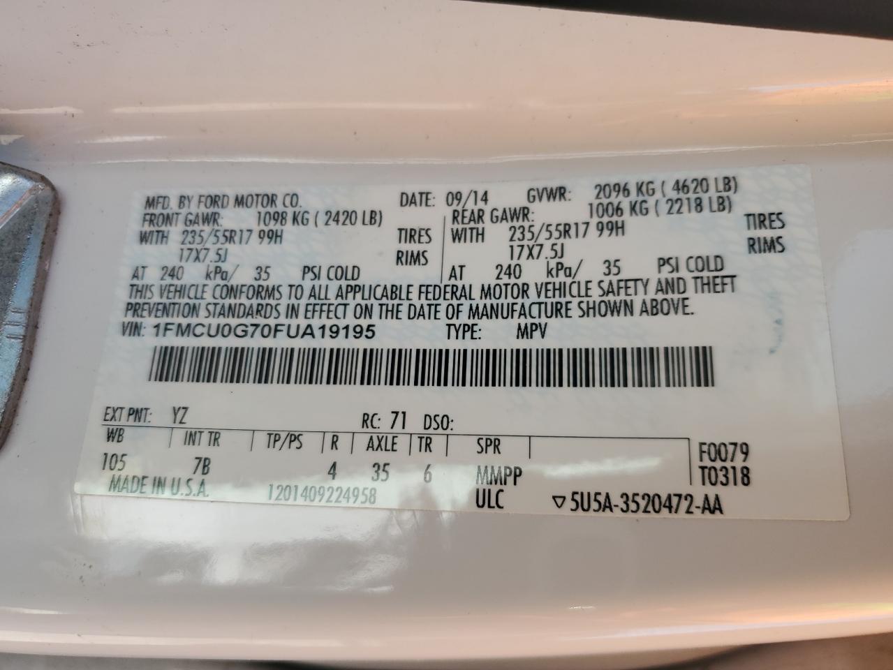 FORD ESCAPE 2015 — 13