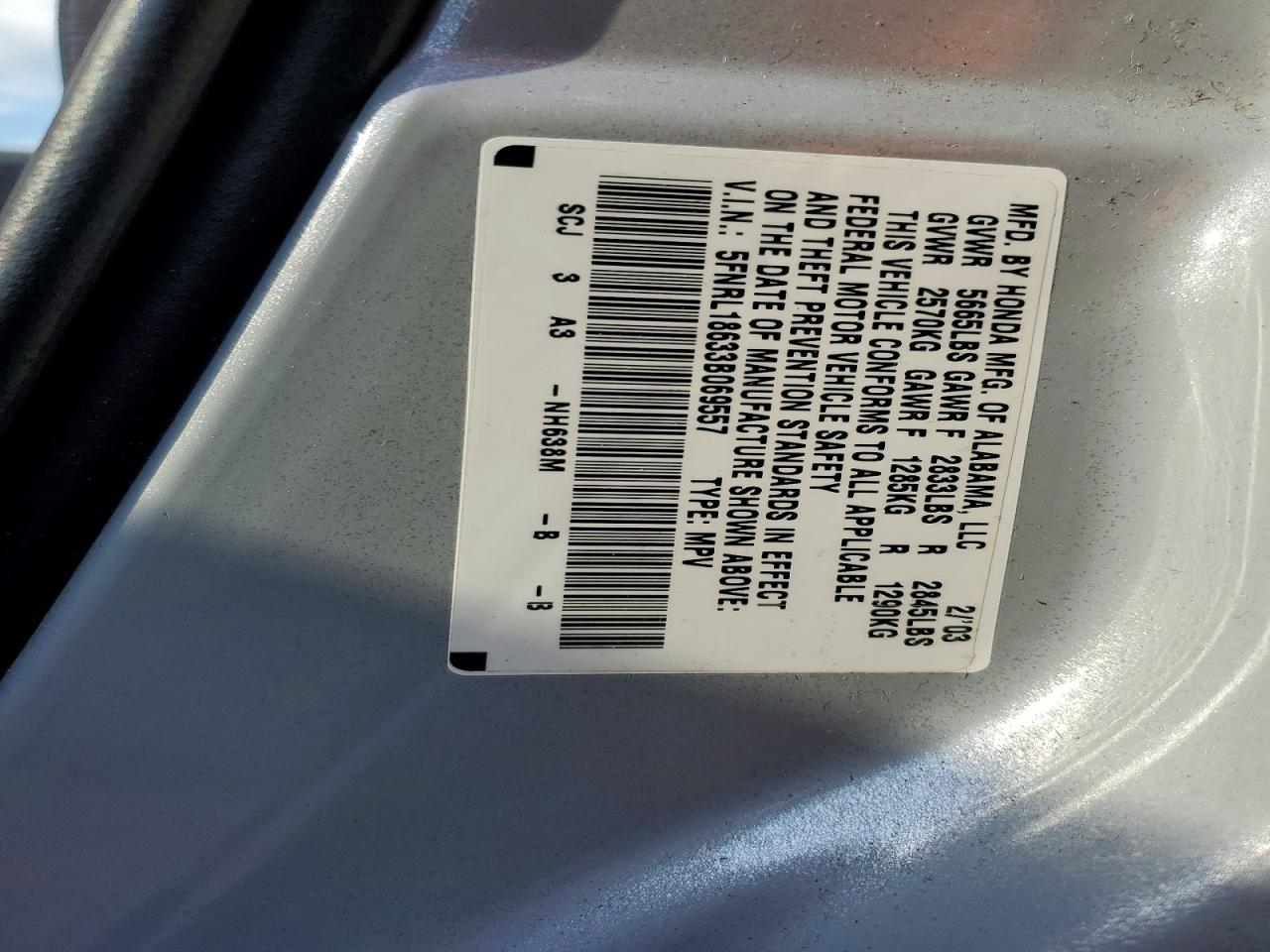 HONDA ODYSSEY 2003 — 14