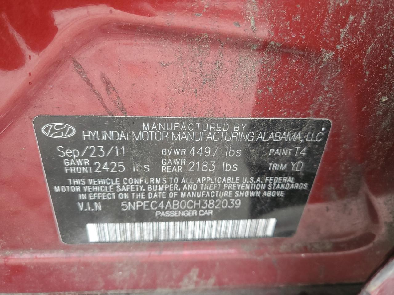 HYUNDAI SONATA 2012 — 13