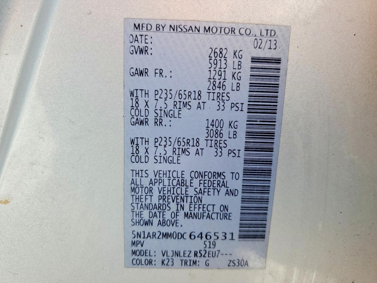 NISSAN PATHFINDER 2013 — 14