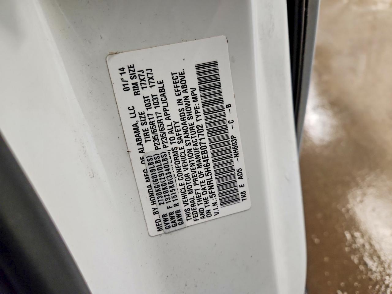 HONDA ODYSSEY 2014 — 14