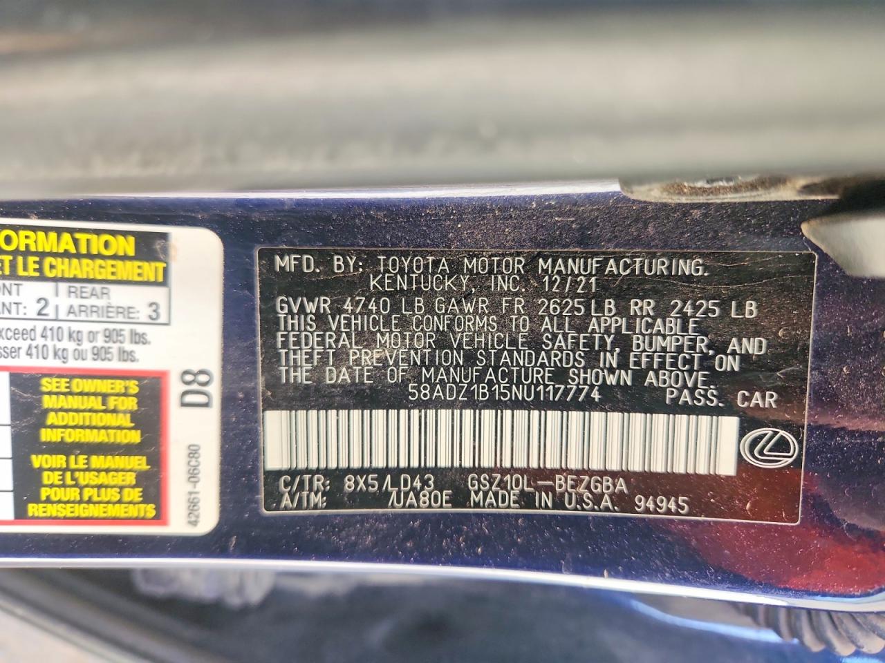 LEXUS ES 350 2022 — 13