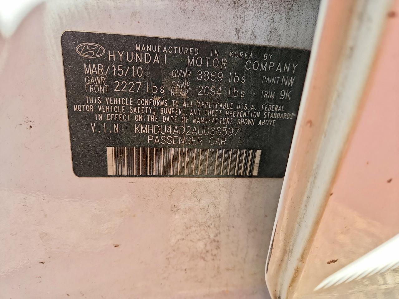 HYUNDAI ELANTRA 2010 — 13
