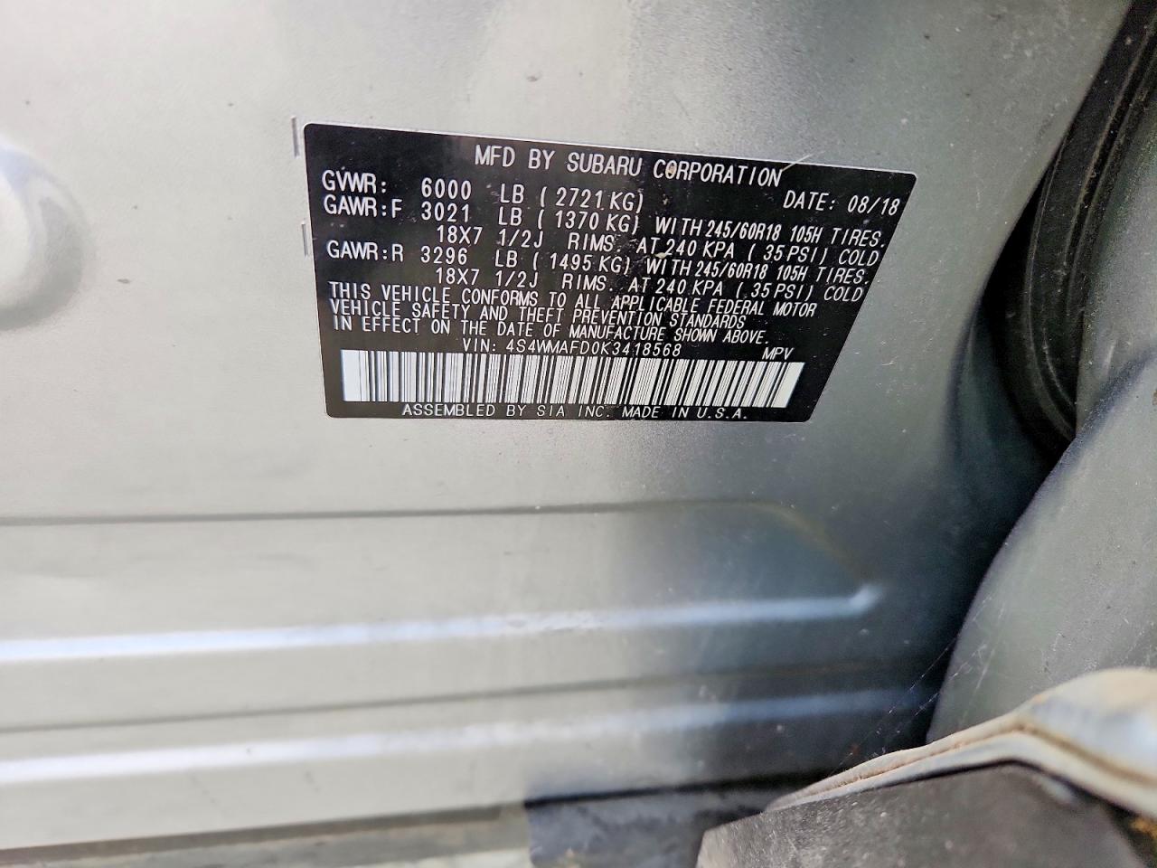 SUBARU ASCENT 2019 — 15