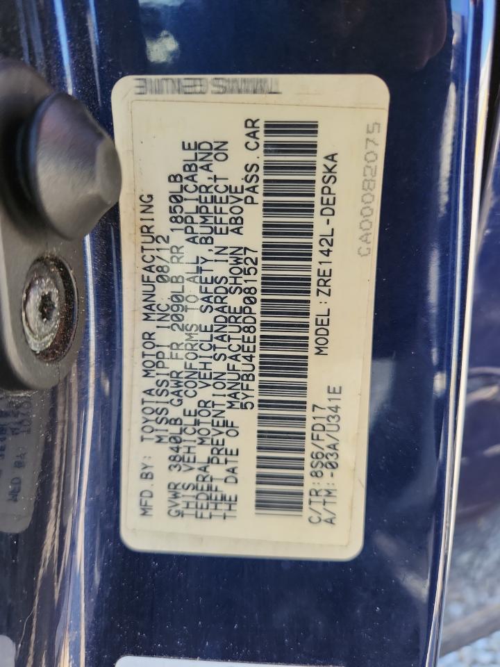 TOYOTA COROLLA 2013 — 14