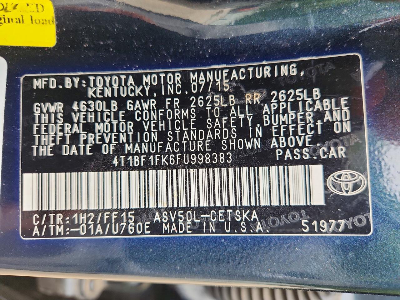 TOYOTA CAMRY 2015 — 13