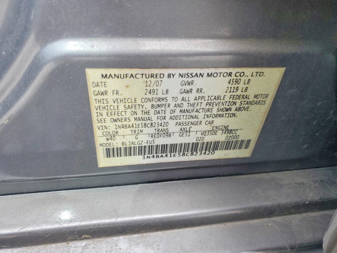NISSAN MAXIMA 2008 — 14